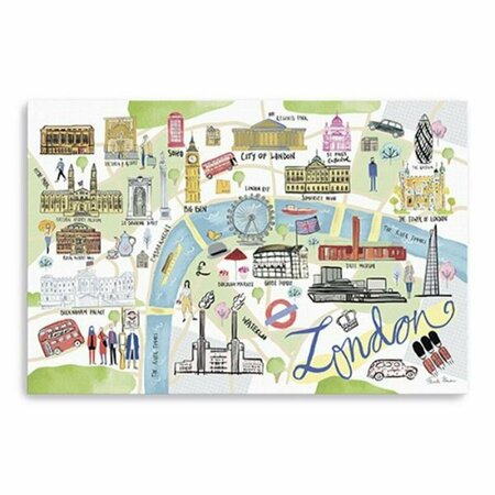 PALACEDESIGNS 48 in. Fun Illustrated London Map Canvas Wall Art, Blue PA3683817